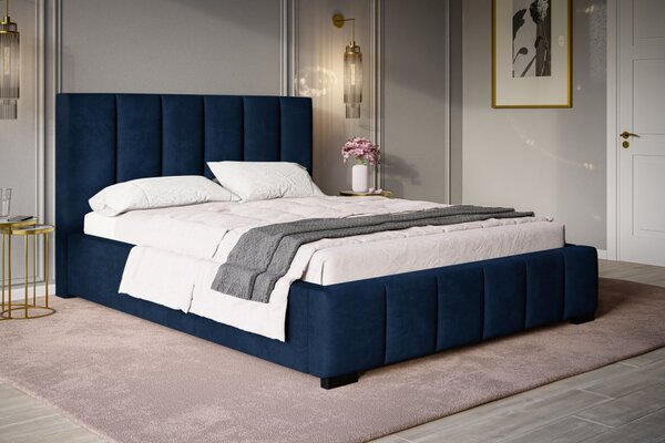 Čalouněná postel BED 1 120x200 tmavě modrá