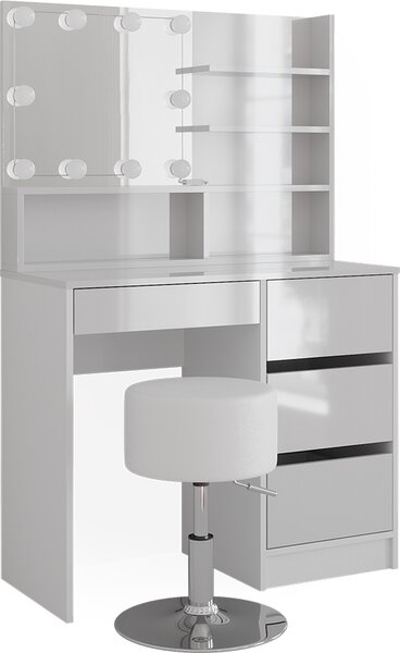 Toaletní stolek Vicco Sherry Bílá 90 cm s osvětlením LED, stoličkou a zrcadlovou policí, Model 41298