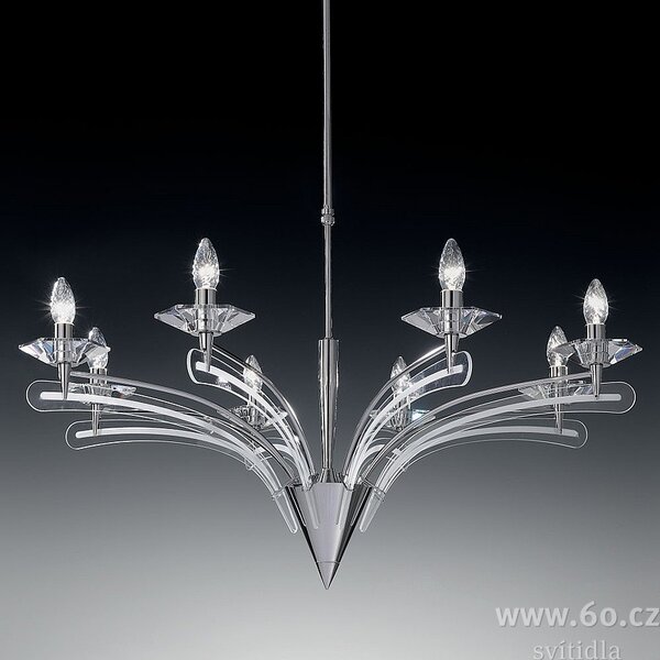 Metal lux 197.188 Icaro, závěsné svítidlo 8xE14, chrom/křišťálové sklo, průměr 100cm