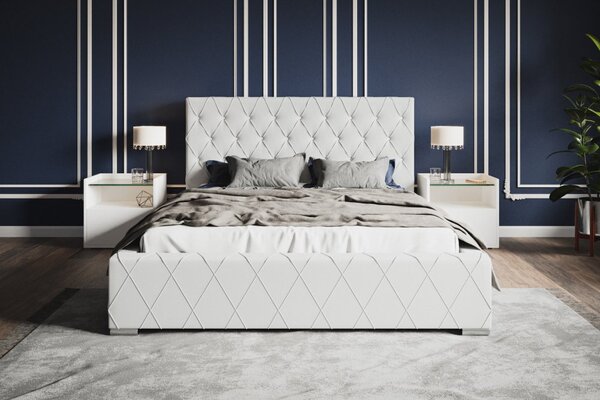 Čalouněná postel BED 4 120x200 bílá ekokůže