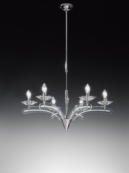 Metal lux 197.166 Icaro, závěsné svítidlo 6xE14, chrom/křišťálové sklo, průměr 70cm