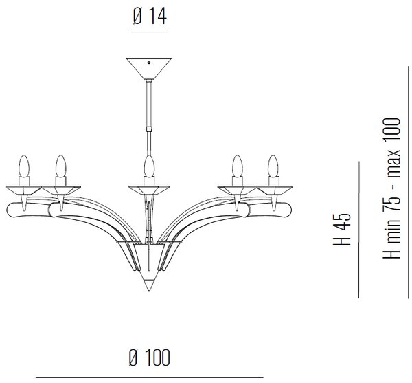Metal lux 197.188 Icaro, závěsné svítidlo 8xE14, chrom/křišťálové sklo, průměr 100cm