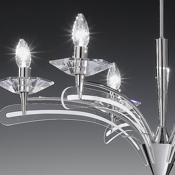 Metal lux 197.166 Icaro, závěsné svítidlo 6xE14, chrom/křišťálové sklo, průměr 70cm