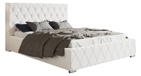 Čalouněná postel BED 4 120x200 bílá ekokůže