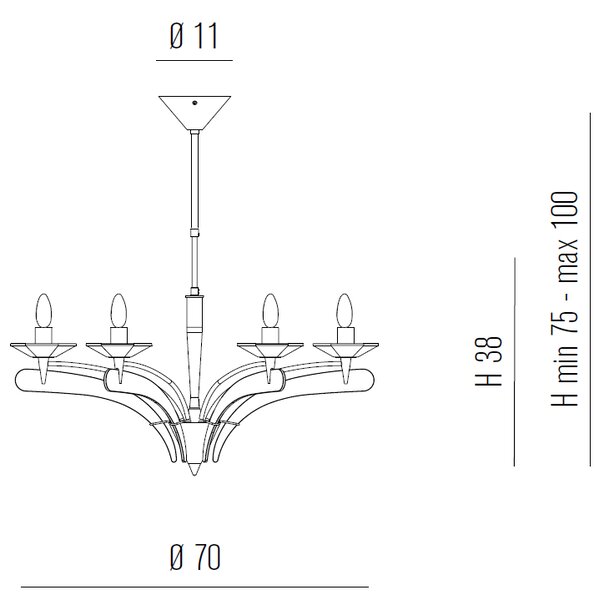 Metal lux 197.166 Icaro, závěsné svítidlo 6xE14, chrom/křišťálové sklo, průměr 70cm