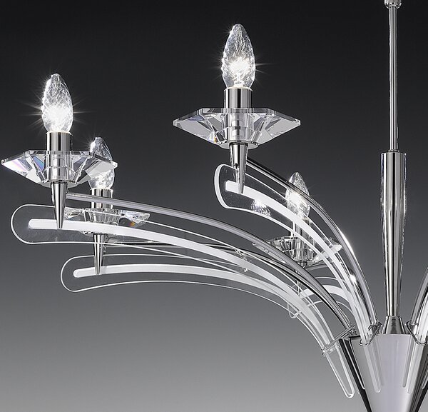 Metal lux 197.188 Icaro, závěsné svítidlo 8xE14, chrom/křišťálové sklo, průměr 100cm
