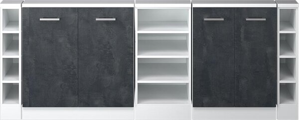 Kuchyňská skříňka pod šikmou střechu Vicco R-Line Černý beton 210 cm Sada 5 kusů, Model 58203