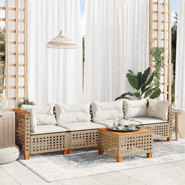 5dílná zahradní sedací souprava s poduškami béžová polyratan 3261730