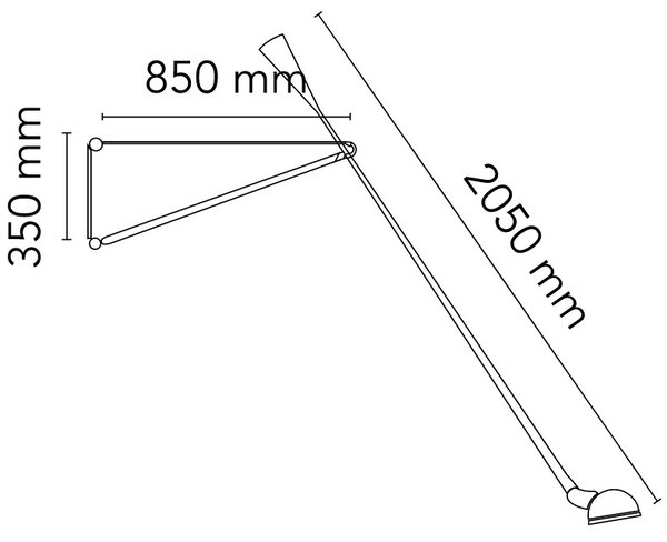 Flos A0300030 265, černé nástěnné svítidlo s 205cm dlouhým ramenem, 1x75W E27