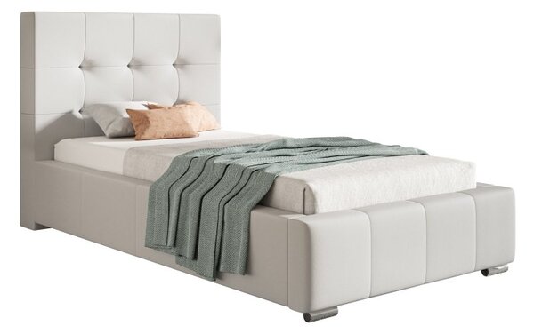 Čalouněná postel BED 5 90x200 bílá ekokůže