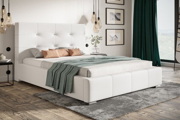 Čalouněná postel BED 5 120x200 bílá ekokůže