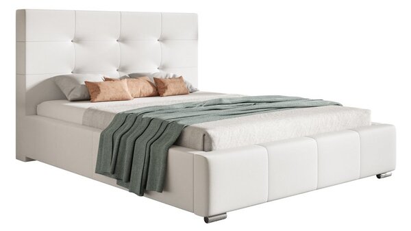 Čalouněná postel BED 5 120x200 bílá ekokůže