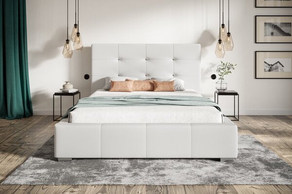 Čalouněná postel BED 5 120x200 bílá ekokůže