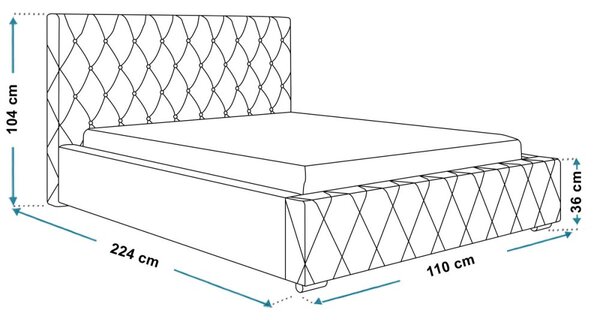 Čalouněná postel BED 4 90x200 modrá