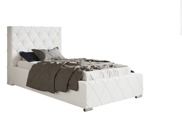 Čalouněná postel BED 4 90x200 bílá ekokůže
