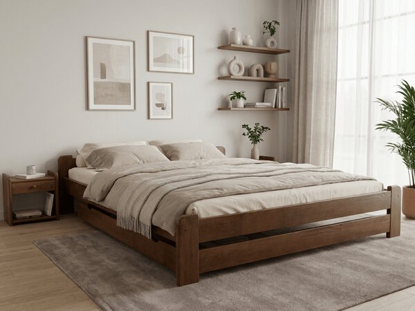 Postel Emily 180 x 200 cm, dub bez roštu s matrací Deluxe 10 cm