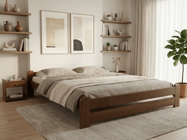 Postel Emily 180 x 200 cm, dub bez roštu s matrací Deluxe 10 cm