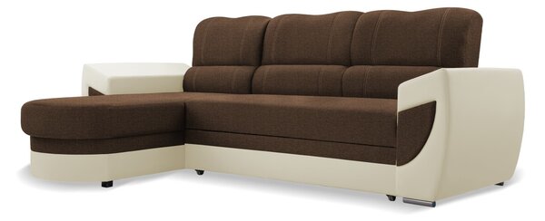 Idzczak Meble Rohová sedací souprava TRENDI L 250 cm hnědá/krémová eko kůže levá