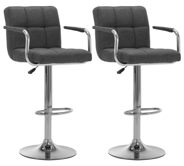 Barové židle - textil - 2 ks | tmavě šedé