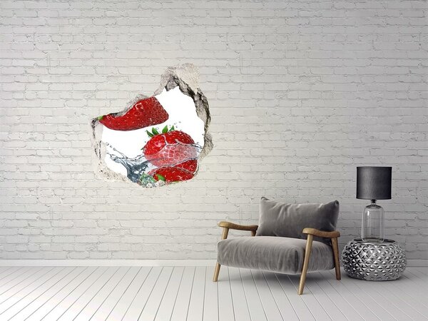 Nálepka 3D díra na zeď Jahody a voda nd-p-49867940