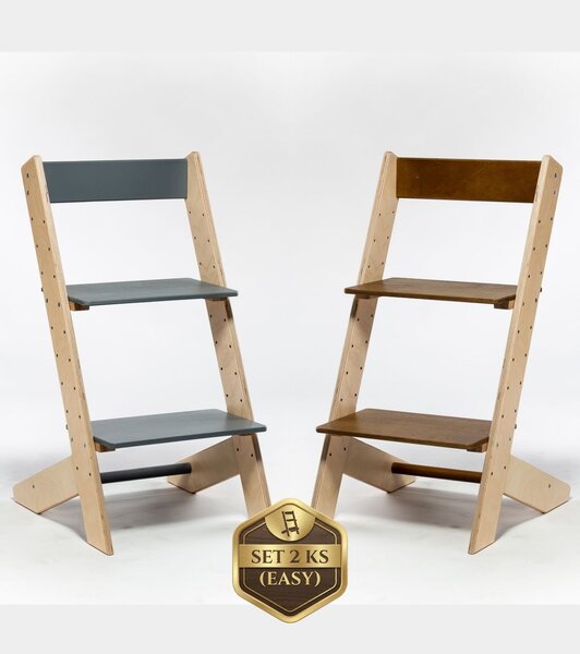 Lucas Wood Style - rostoucí židle EASY LINE zvýhodněný set 2 ks - šedá + kaštan