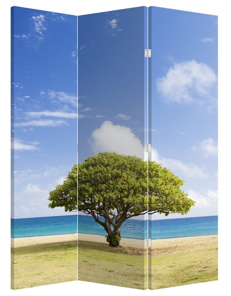 Paraván - Pláž se stromem (126x170 cm)