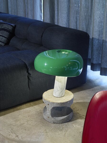 Flos F6380039 Snoopy, designová stolní lampa se stmívačem v kombinaci zelené a mramoru, 1x150W E27, výška 36,9cm
