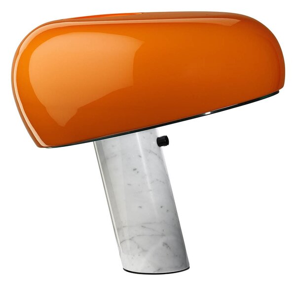 Flos F6380075 Snoopy, designová stolní lampa se stmívačem v kombinaci oranžové a mramoru, 1x150W E27, výška 36,9cm