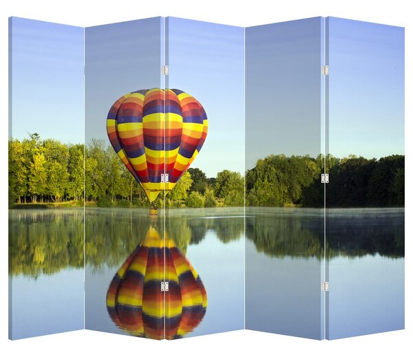 Paraván - Horkovzdušný balón na jezeře (210x170 cm)
