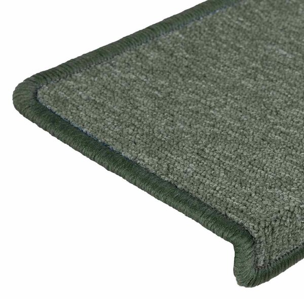 Schodové rohože 15 ks 65 x 21 x 4 cm tmavě zelené s obdélníkovým okrajem 326193