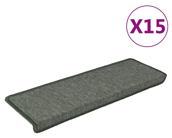 Schodové rohože 15 ks 65 x 21 x 4 cm tmavě zelené s obdélníkovým okrajem 326193