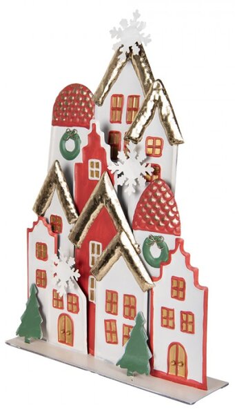 Vánoční dekorace zasněžená vesnička s mědenými střechami – 30x8x46 cm