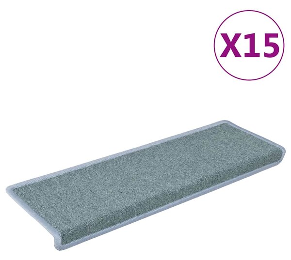 Schodové rohože 15 ks 65 x 21 x 4 cm mořská modrá s obdélníkovým okrajem 326194