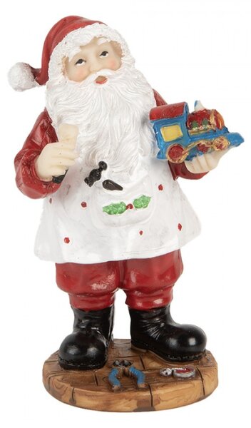 Vánoční dekorace Santa Claus v bílé zástěře vyrábějící dárky – 8x6x13 cm