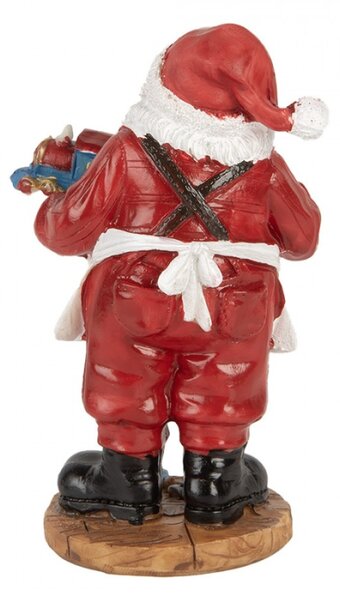 Vánoční dekorace Santa Claus v bílé zástěře vyrábějící dárky – 8x6x13 cm