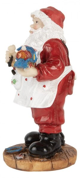 Vánoční dekorace Santa Claus v bílé zástěře vyrábějící dárky – 8x6x13 cm