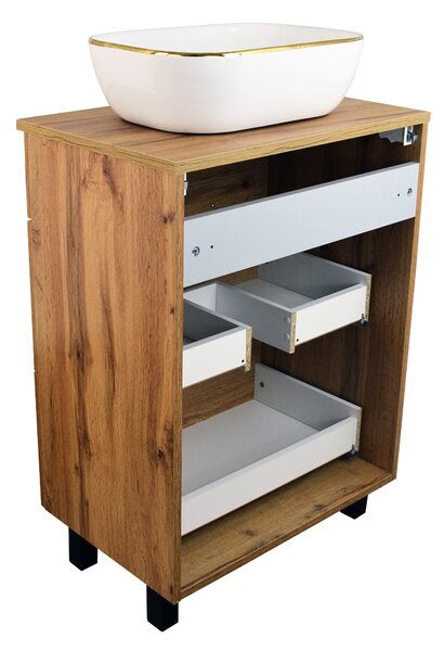 Comodo Koupelnová skříňka pod deskové umyvadlo Solero OW 60-HD, dub wotan