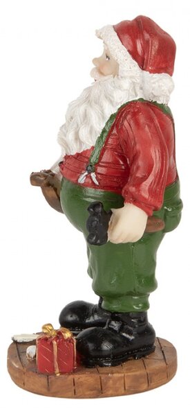 Vánoční dekorace Santa Claus v červeném svetru vyrábějící dárky – 8x6x13 cm