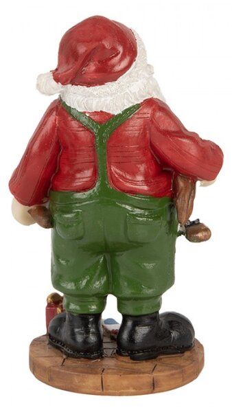 Vánoční dekorace Santa Claus v červeném svetru vyrábějící dárky – 8x6x13 cm