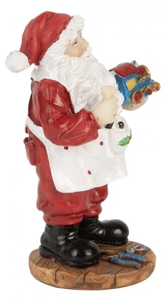 Vánoční dekorace Santa Claus v bílé zástěře vyrábějící dárky – 8x6x13 cm