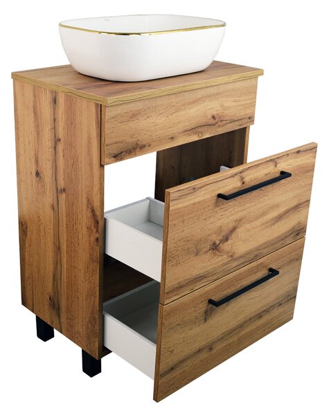 Comodo Koupelnová skříňka pod deskové umyvadlo Solero OW 60-HD, dub wotan