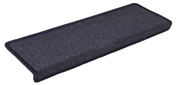 Schodové rohože 15 ks 65 x 21 x 4 cm tmavě šedé a modré s obdélníkovým okrajem 326195