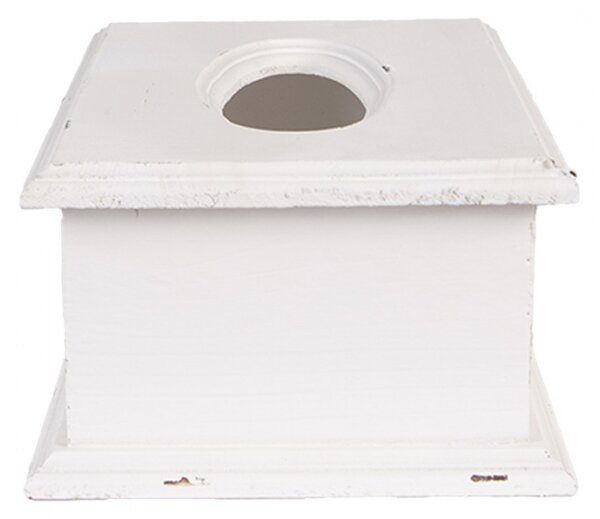 Bílý dřevěný box na kapesníčky s francouzským nápisem – 28x16x10 cm