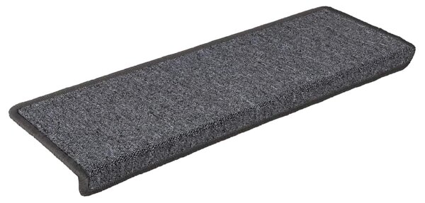 Schodové rohože 15 ks 65 x 21 x 4 cm tmavě šedé s obdélníkovým okrajem 326197