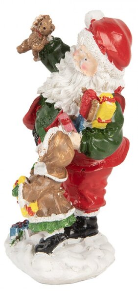 Vánoční dekorace Santa Claus s malou holčičkou a dárky na sněhu – 13 cm
