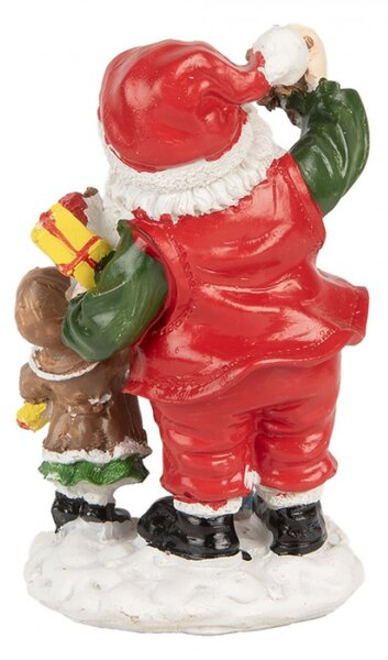 Vánoční dekorace Santa Claus s malou holčičkou a dárky na sněhu – 13 cm