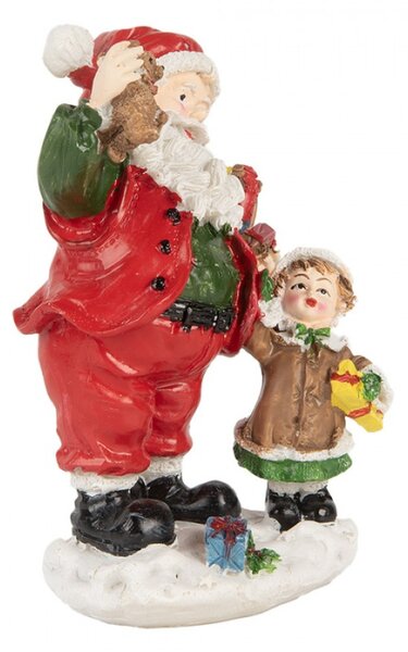 Vánoční dekorace Santa Claus s malou holčičkou a dárky na sněhu – 13 cm