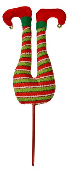 Vánoční dekorace zapichovací elf v červených punčochách – 50 cm