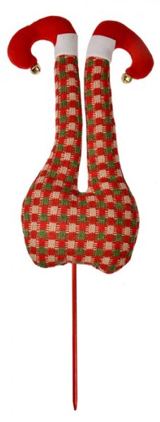 Vánoční dekorace zapichovací elf v červených punčochách – 67 cm