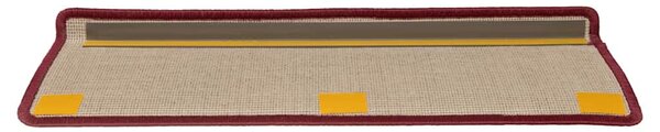 Schodové rohože 15 ks 65 x 21 x 4 cm bordó obdélníkový okraj 326199